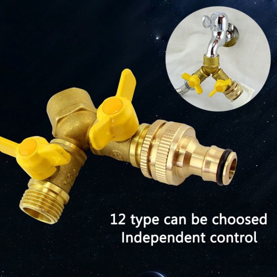 2 Way Garden Hose Splitter Y Ball Valve Connector Outdoor Faucet Sprinkler Drip Irrigation System