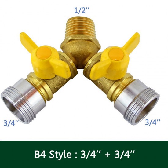 2 Way Garden Hose Splitter Y Ball Valve Connector Outdoor Faucet Sprinkler Drip Irrigation System