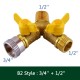 2 Way Garden Hose Splitter Y Ball Valve Connector Outdoor Faucet Sprinkler Drip Irrigation System