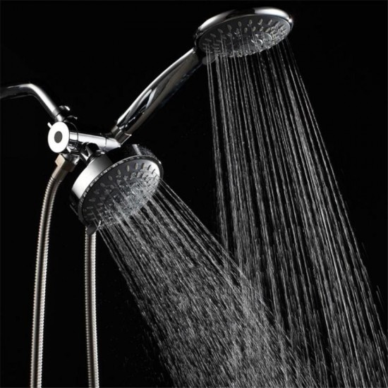 3-Way Shower Head Diverter with Mount Combo Show Arm Mounted Valve Fix Bracket 5-functions Top Spray Shower Set