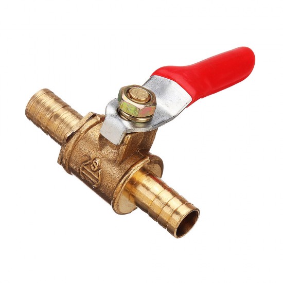 8/10mm Hose Barb Inline Brass Shutoff Mini Ball Valve Pipe Fitting 180° Handle Water Gas Fuel Line