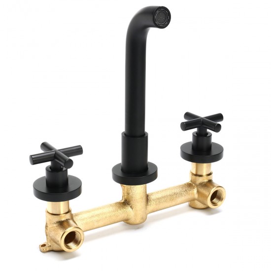 Black Wall Mounted Basin Hot Cold Mixing Faucet Mixer Tap for Bath Bathroom Kitchen Black Wall Mounted Basin Hot Cold Mixing Faucet Mixer Tap for Bath Bathroom Kitchen