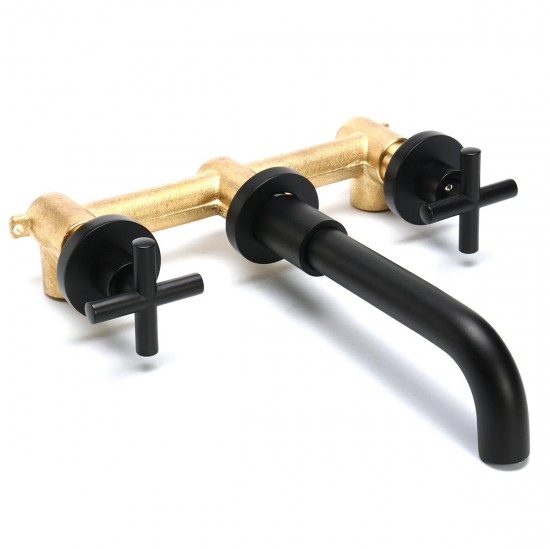 Black Wall Mounted Basin Hot Cold Mixing Faucet Mixer Tap for Bath Bathroom Kitchen Black Wall Mounted Basin Hot Cold Mixing Faucet Mixer Tap for Bath Bathroom Kitchen
