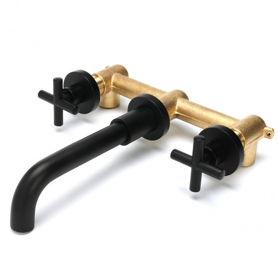 Black Wall Mounted Basin Hot Cold Mixing Faucet Mixer Tap for Bath Bathroom Kitchen Black Wall Mounted Basin Hot Cold Mixing Faucet Mixer Tap for Bath Bathroom Kitchen