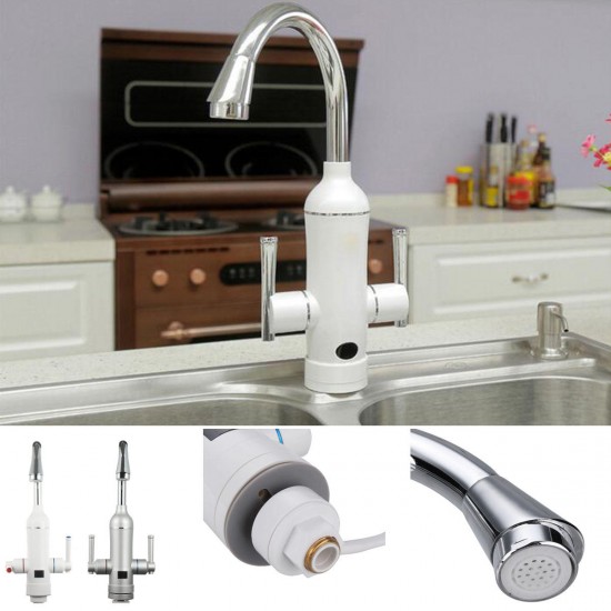 220V 3000W Instant Electric Faucet Tap 360° Rotated Water Heater Hot/Cold Mixer LED Digital Display