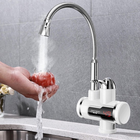 220V 3000W Tankless Instant Heating Sink Tap 360° Digital Display Electric Water Heater Faucet EU