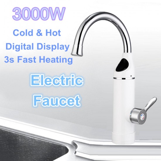 3000W Electric Faucet Tap Instant Hot Fast Water Heater Kitchen Bathroom