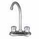 Kitchen Water Tap Dual Handle Faucet 360° Double Spout Sink Basin Mixer Bathroom