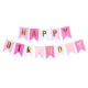 1 SET Paper Happy Birthday Party Bunting Banner Letter Hanging Pastel Pink String Flags Party Decorations