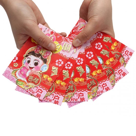 6pcs Clever Chinatown Chinese Spring Festival Red Envelope Lucky Money Bag New Year