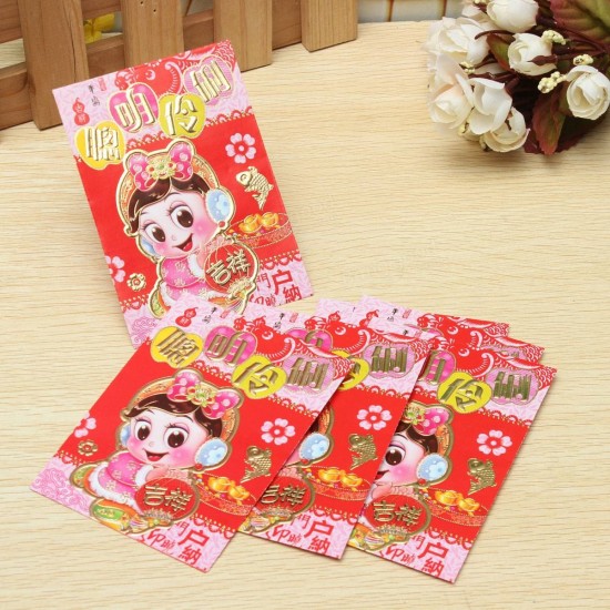 6pcs Clever Chinatown Chinese Spring Festival Red Envelope Lucky Money Bag New Year