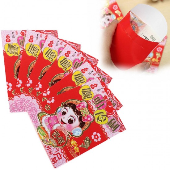 6pcs Clever Chinatown Chinese Spring Festival Red Envelope Lucky Money Bag New Year