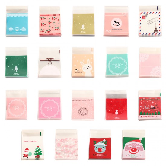 100PCS Christmas Cookie Candy Bags Gift Packaging Bag