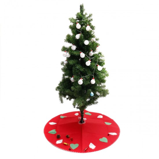 100cm Red Christmas Tree Skirt Carpet Party Gift Decor Pad Ornaments Round Mat