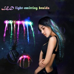 12 PCS Christmas Flash Glow LED Braid Hairpin Novelty Decoration for Party Holiday Hair Extension by Optical Fiber