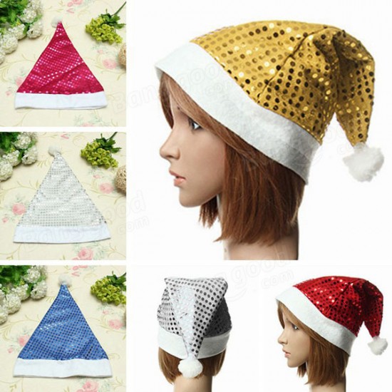 Christmas Decorations Ornaments Santa Claus Hats Paillette Caps