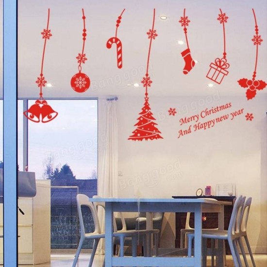 Christmas Window Sticker Decor Windbell Gift Christmas Tree Removable Wall Sticker