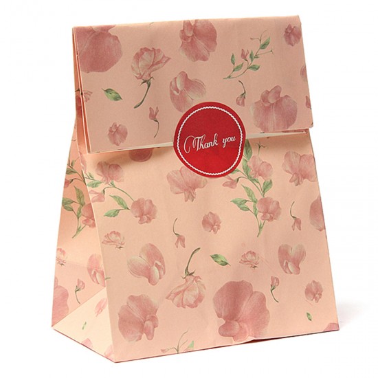 3pcs Flowers Style Paper Gift Bags Wedding Party Wrap Bags Stickers