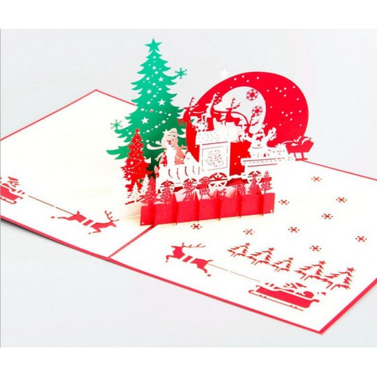 Christmas 3D Pop Up Merry Christmas Greeting Card Christmas Gifts Party Greeting Card