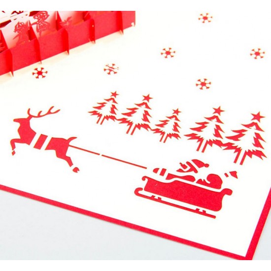 Christmas 3D Pop Up Merry Christmas Greeting Card Christmas Gifts Party Greeting Card