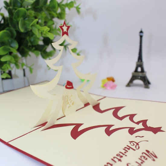 Christmas Tree and Snowman 3D Pop Up Greeting Card Christmas Gifts Party Greeting Card