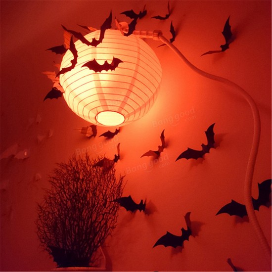 12pcs Halloween 3D Black Bat Wall Sticker Halloween Party Home Decoration