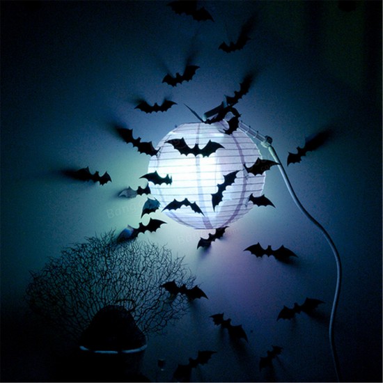 12pcs Halloween 3D Black Bat Wall Sticker Halloween Party Home Decoration