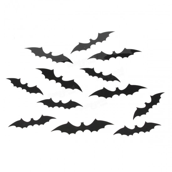 12pcs Halloween 3D Black Bat Wall Sticker Halloween Party Home Decoration