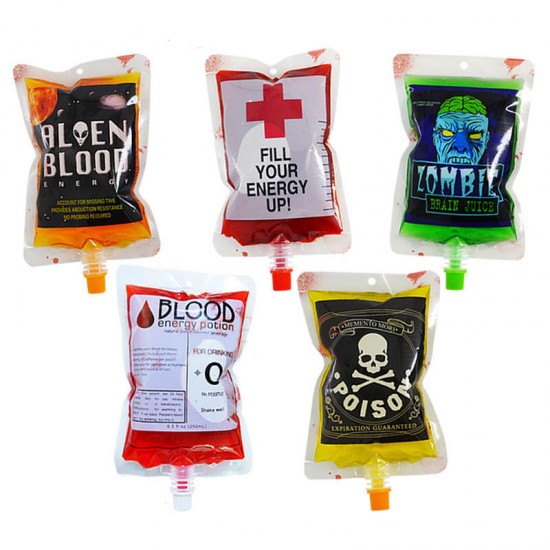 250ml PVC Reusable Blood Energy Drink Bag Halloween Pouch Props Vampire Cosplay Festive Party Supplies