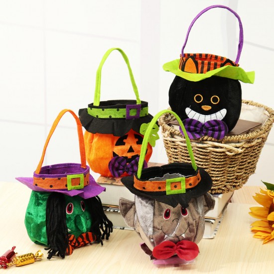 25x16cm Halloween Candy Bags Pumpkin Handbag Vampire Trick Cat Witch Bag Prop Decor