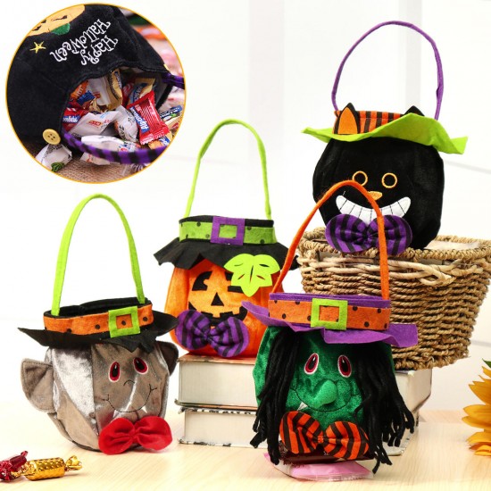 25x16cm Halloween Candy Bags Pumpkin Handbag Vampire Trick Cat Witch Bag Prop Decor