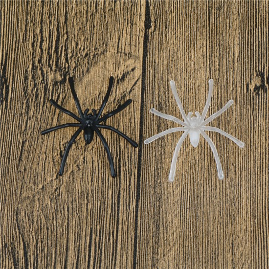 30Pcs/Pack Halloween Decorative Spiders Small Plastic Fake Spider Prank Toys Haunted House Prop white black