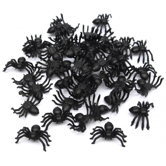 50pcs Halloween Plastic Spiders Spider Funny Joking Toy Decoration