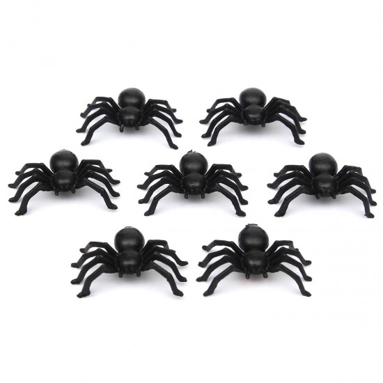 50pcs Halloween Plastic Spiders Spider Funny Joking Toy Decoration