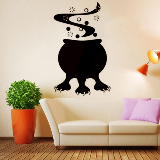 Creative Halloween Cooking Pot Claw PVC Waterproof Wall Sticker Removable Vinyl Art Mural Decoration Stickers Environmental Protection Halloween Wall Sticker Window Home Decoration Decal Decor