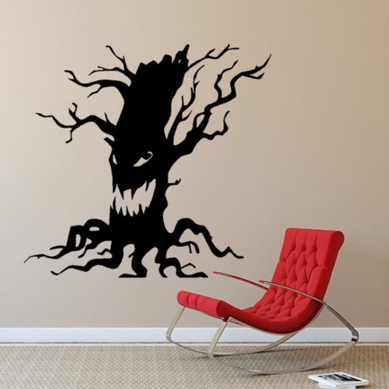 Creative Halloween Ghost Tree PVC Waterproof Wall Sticker Removable Vinyl Art Mural Decoration Stickers Environmental Protection Halloween Wall Sticker Window Home Decoration Decal Decor