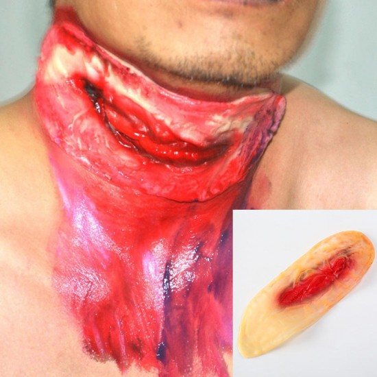 Halloween Props Slit Throat Cut Neck Fake Wound Scar Head Injury Trick Halloween Decoration Party Decor