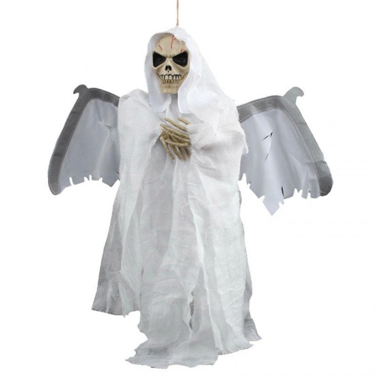 New Halloween Party Decoration Sound Control Creepy Scary Animated Skeleton Hanging Ghost
