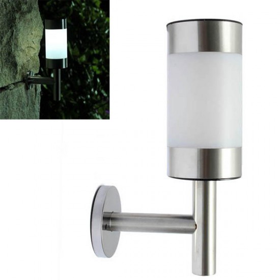 Stainless Steel Garden Solar White LED Lamp Wall-mounted Courtyard Decor Wall light