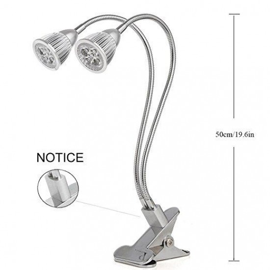 New Dual Head Led Grow Light 10W Desk Clip Lamp with 360 Degree Flexible Gooseneck Indoor Plants