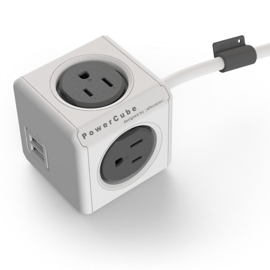 Allocacoc 16A 230V 4 Outlets Dual USB Charging Ports Creative Cube Shape Design Power Strip Power Socket Power Outlet with 1.5m Cable