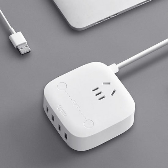 BULL GN-U201T Portable 4 USB Ports 1 Outlet Overcharge Resistant USB Charging Station Timing Charger Power Strip
