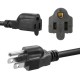 Digoo AC Power Extension Cable Cord 1X 3M EU or 10X 0.3M EU US Black PVC Rubber