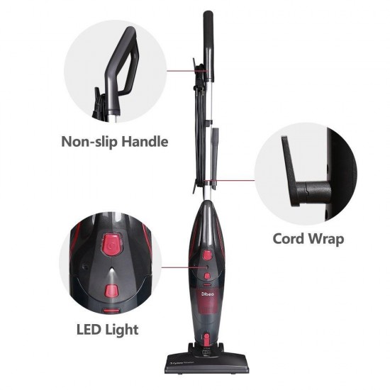 Dibea SC4588 2-in-1 Bagless Lightweight Corded Stick Vacuum Cleaner with Cyclone HEPA Filtration