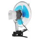 8 Inch 12V Mini Electric Oscillating Air Cooling Fan Clip Conditioner Cooler Fan For Auto Truck