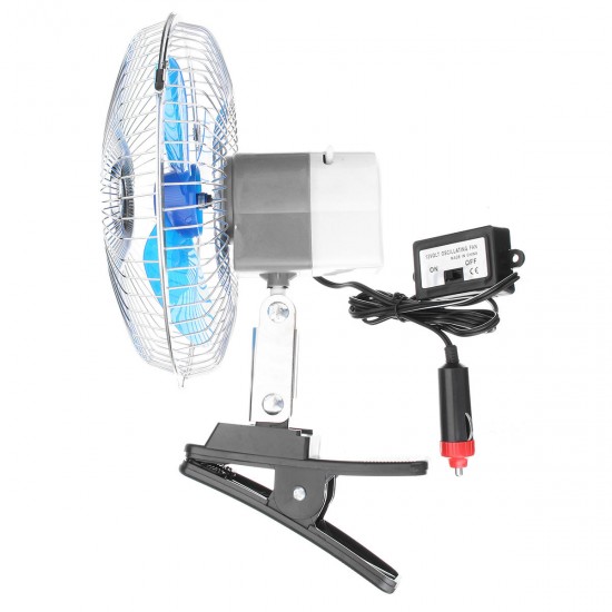 8 Inch 12V Mini Electric Oscillating Air Cooling Fan Clip Conditioner Cooler Fan For Auto Truck