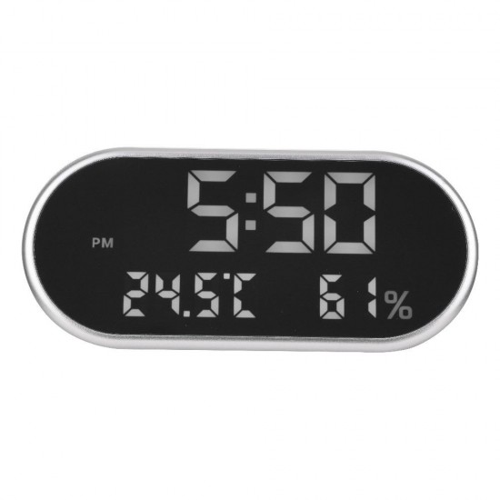 Digital USB Alarm Clock Portable Mirror HD LED Display with Time Humidity Temperature Display Function USB Port Charging Electronic Hygrometer Clock Phone Charging Mute Clock for Home Decoration