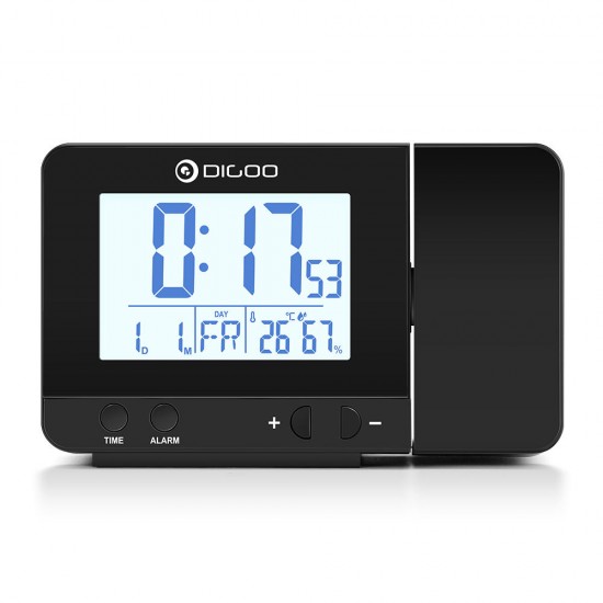 Digoo DG-C10 LCD Wireless USB Rechargeable Backlight Projection Clock Temperature Humidity Display Desk Clock for Phone Pad Speaker