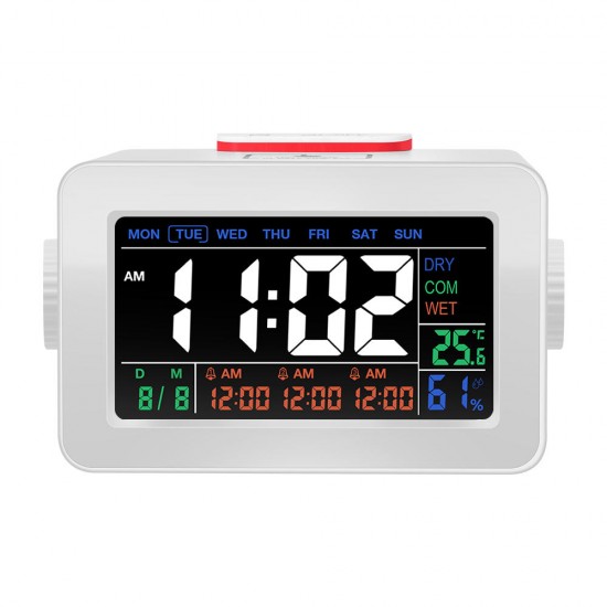 Digoo DG-C1R 2.0 NF Brother Black Simplified Alarm Clock Touch Adjust Backlight with Date Temperature Humidity Display