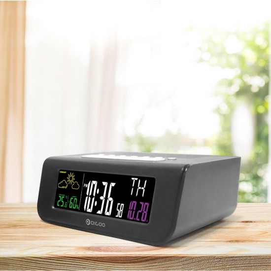 Digoo DG-FR100 SmartSet Wireless Digital Alarm Clock Weather Forecast Sleep with FM Radio Clock